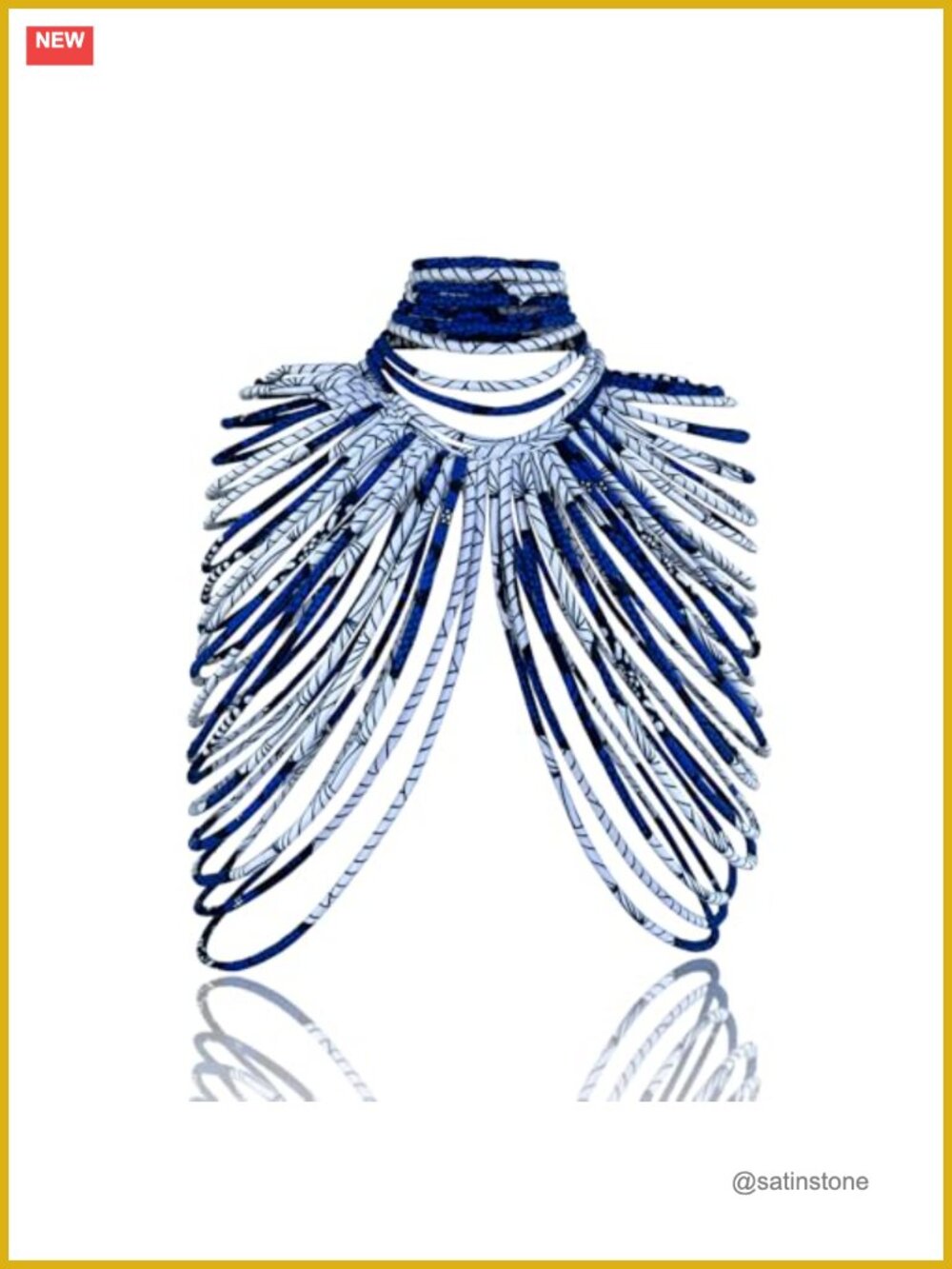 African Ankara Multi-Strand Shawl Necklace Set Cotton Women Statement